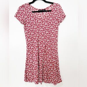 90s All that Jazz Red Floral Dress Small